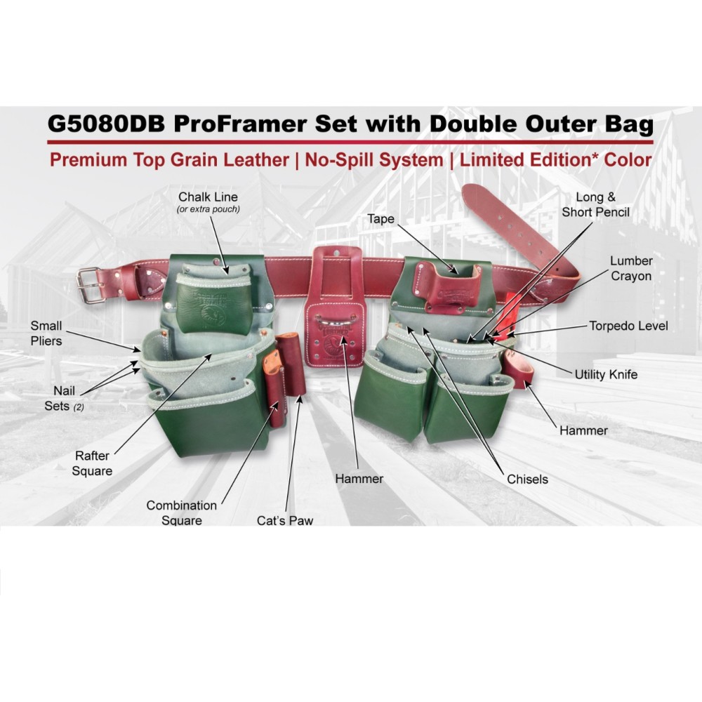 Occidental Leather Pro Framer Tool Belt Green Medium - Ascmtools