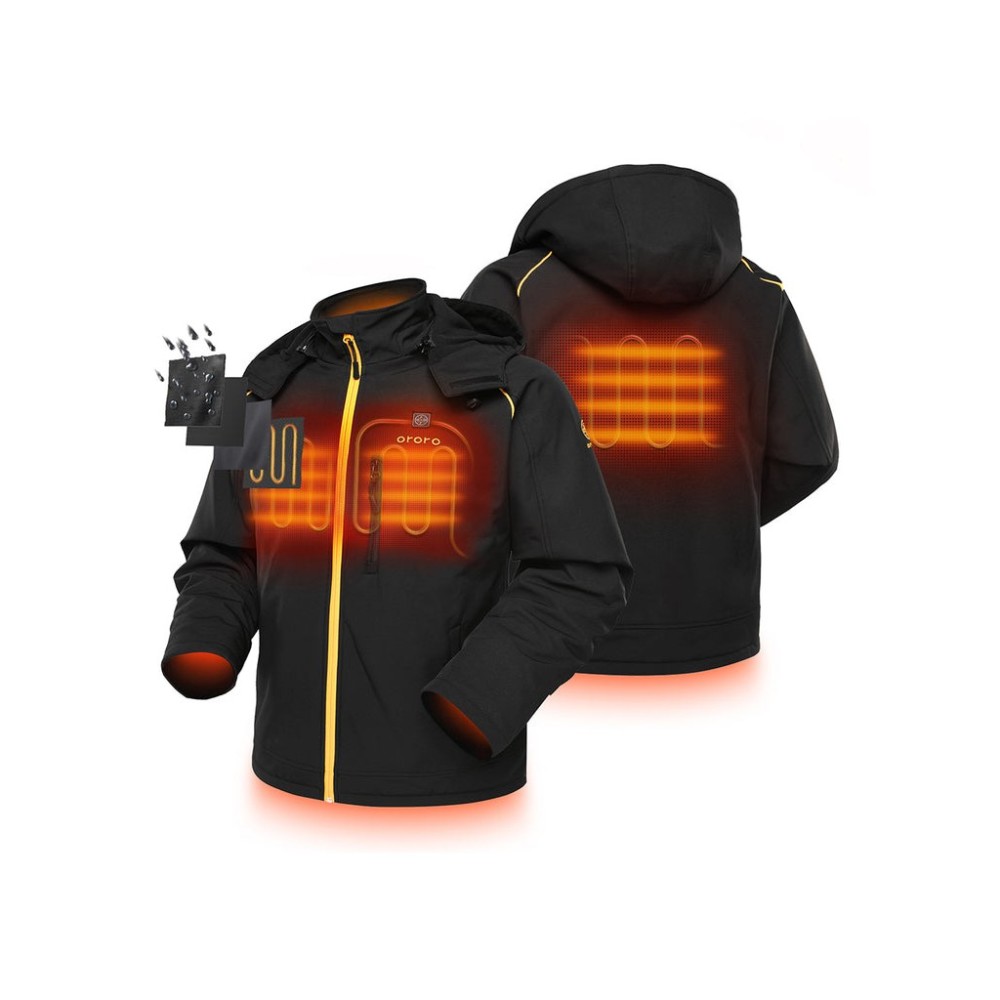 ORORO Mens Black & Gold Classic Heated Jacket Kit 3X - Ascmtools