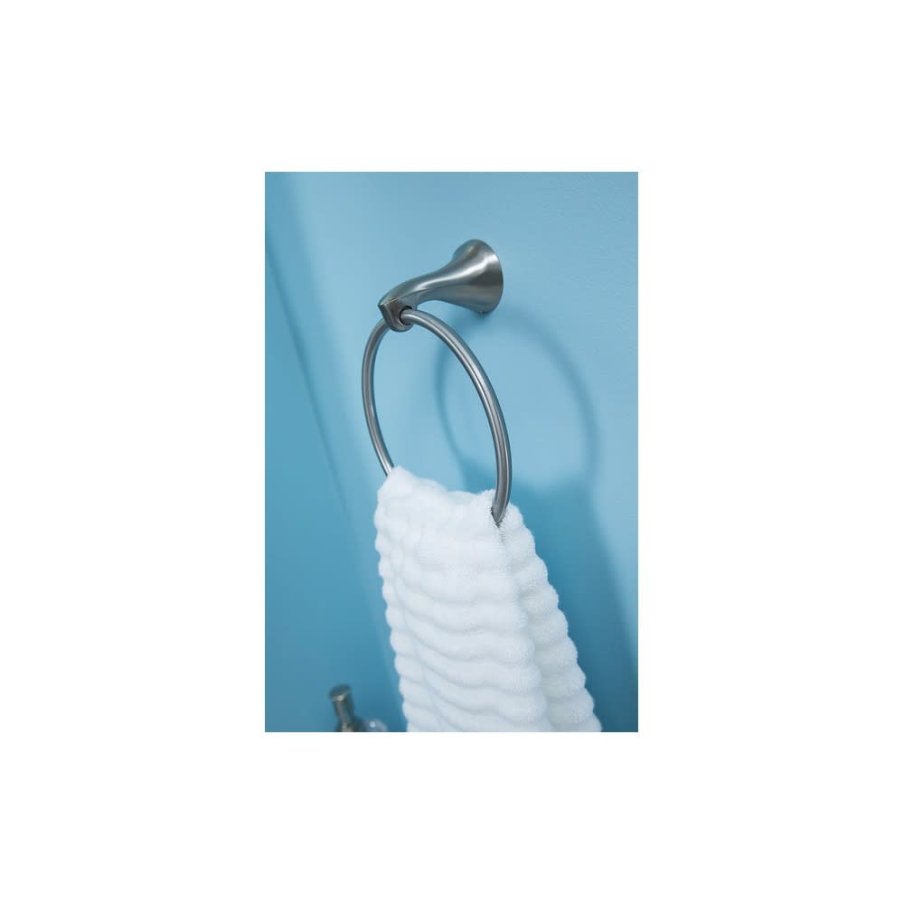 Moen Darcy Brushed Nickel Towel Ring with Press & Mark Stamp 1pk - Ascmtools