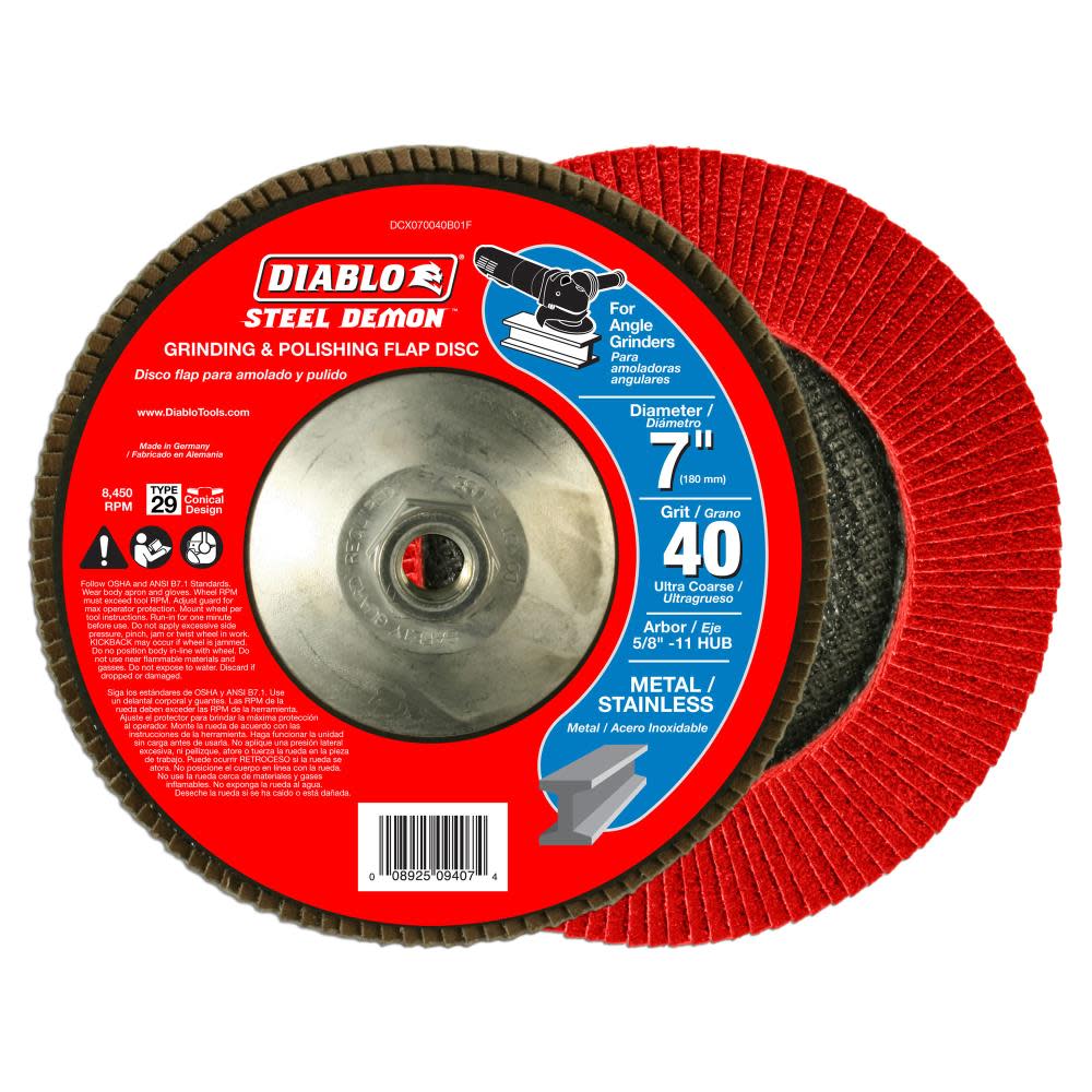 Diablo Tools 4-1/2 In. Steel Demon Flap Disc 40 Grit – No Hub - Ascmtools