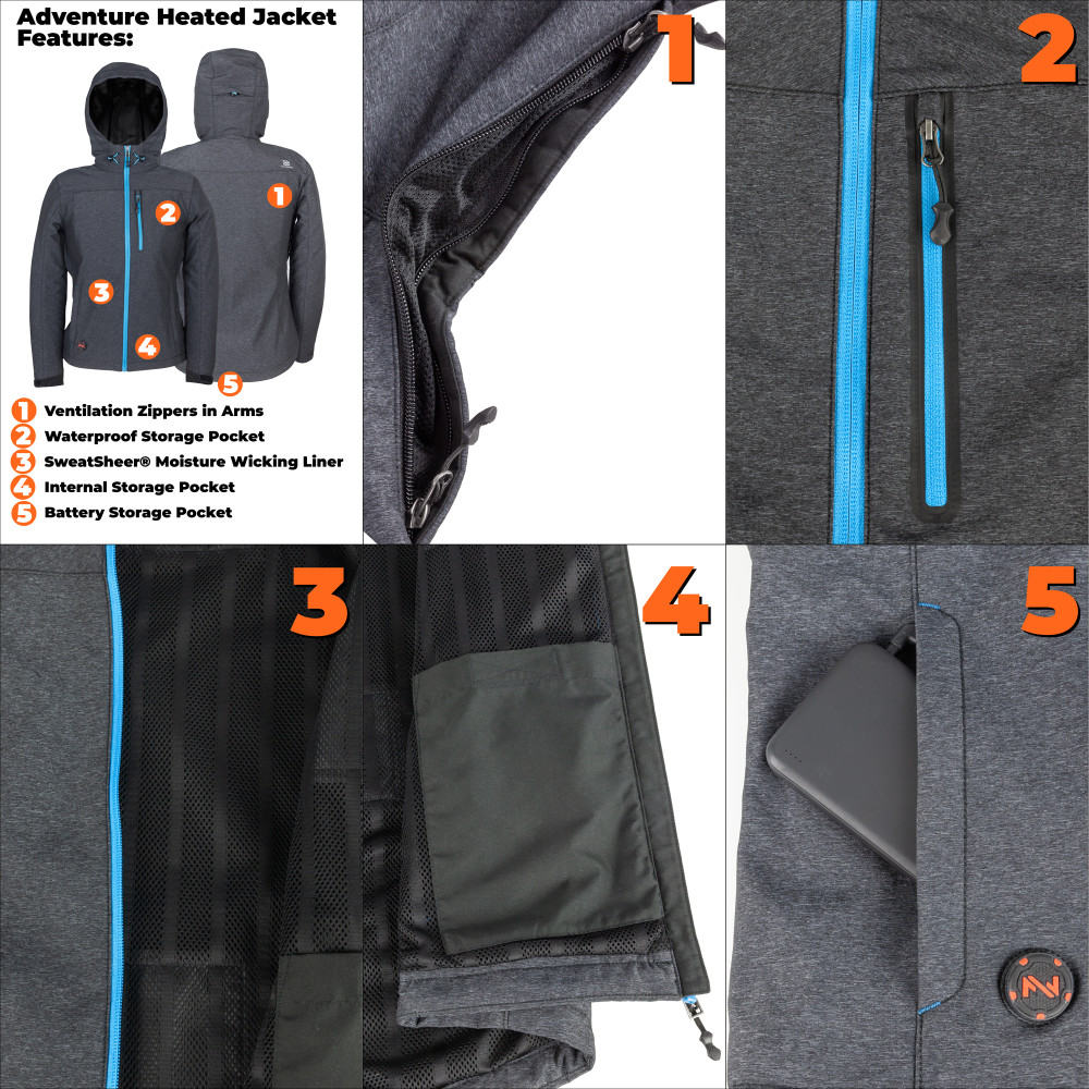 Mobile Warming Adventure Heated Jacket Women’s 7.4 Volt Heather Gray XL - Ascmtools