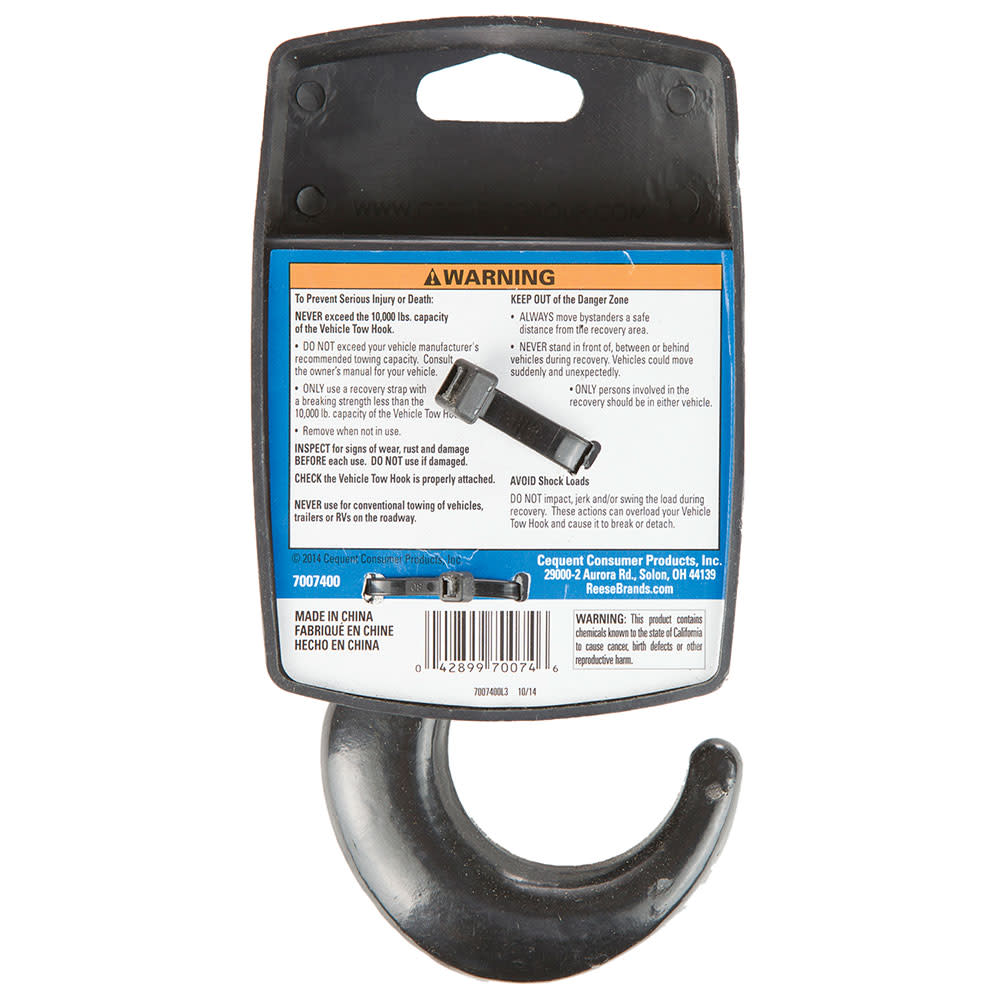 Reese 10000 lbs Black Universal Bolt On Tow Hook - Ascmtools