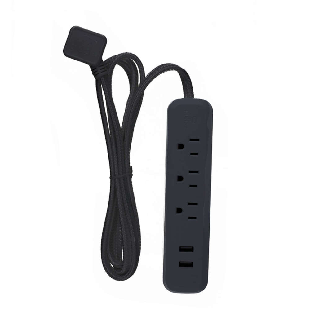 Globe Electric Power Strip 6′ 300J Black 3 Outlet - Ascmtools