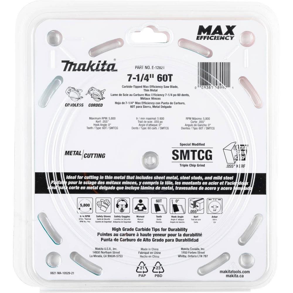 Makita 7 1/4″ 60T Saw Blade Metal/Stainless Steel - Ascmtools