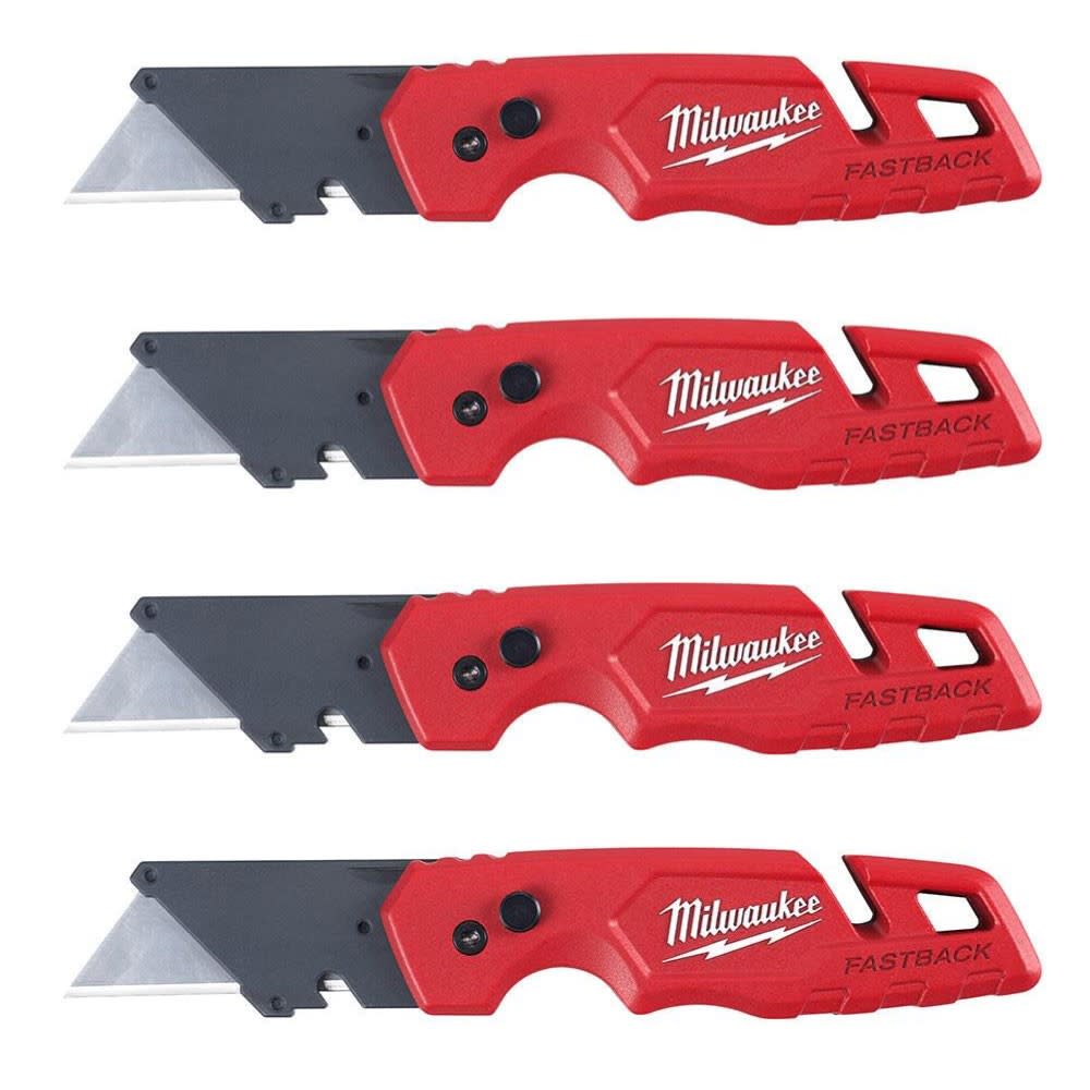 Milwaukee 4pk FASTBACK Folding Utility Knife with Blade Storage - Ascmtools