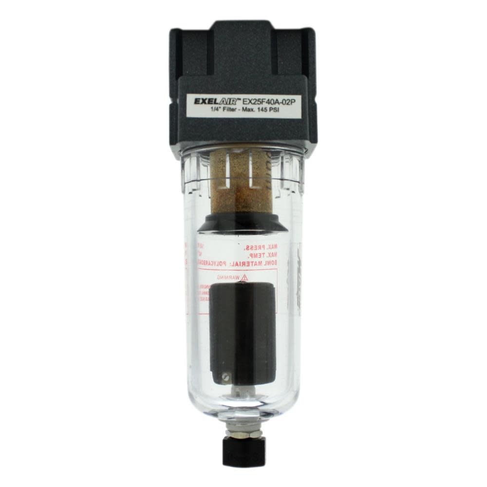 Milton EXELAIR FRL (Mini) Air Filter – 1/4″ NPT – Polycarbonate Bowl Automatic Float (EX25F40A-02P) - Ascmtools