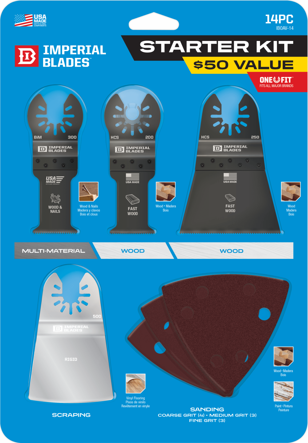 Imperial Blades One Fit Starter Kit Variety Pack 14PC - Ascmtools