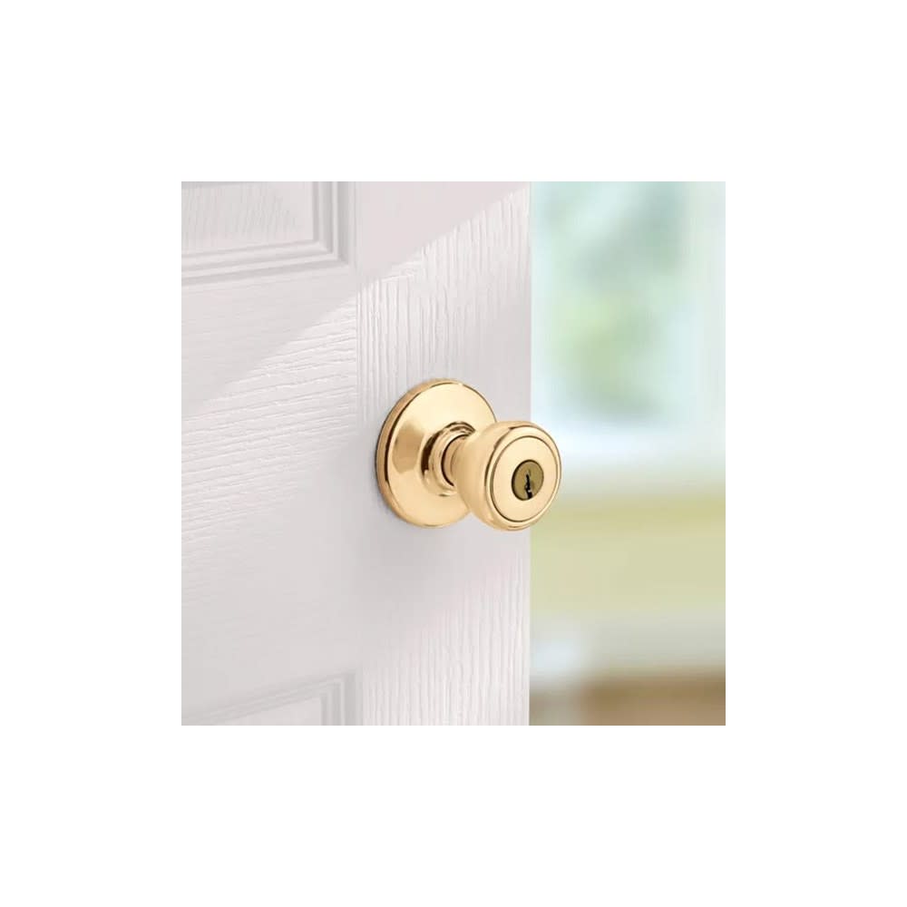 Kwikset Polished Brass Security Keyed Entry Exterior Tylo Lockset Knob - Ascmtools
