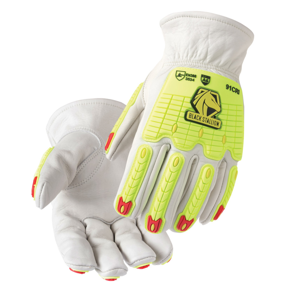 Black Stallion A6 Cut & Impact Cowhide Drivers Gloves XL - Ascmtools