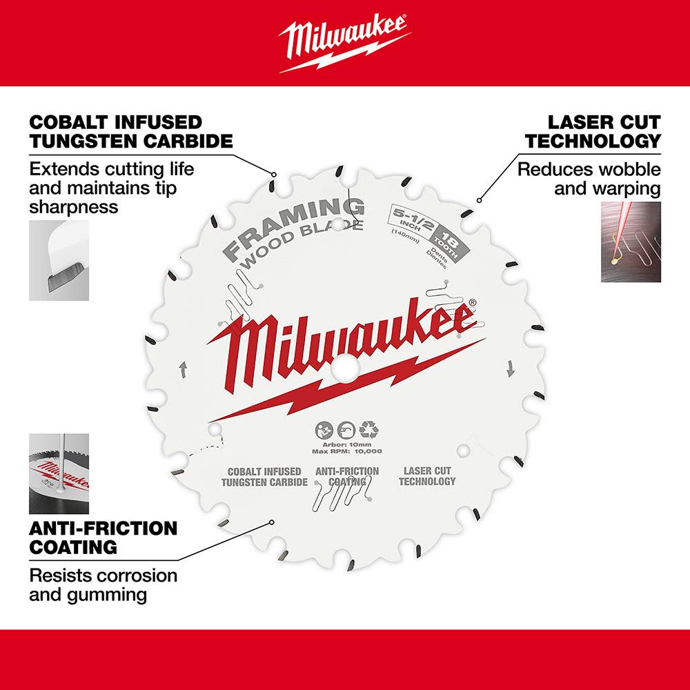 Milwaukee 5-1/2 in. 18T Framing Circular Saw Blade - Ascmtools