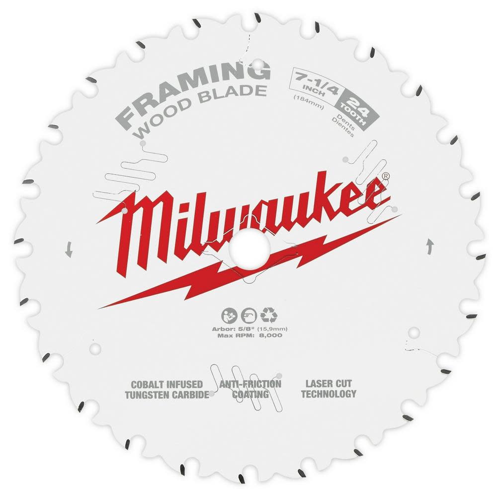 Milwaukee 7-1/4″ 24T Framing Circular Saw Blade 3PK - Ascmtools