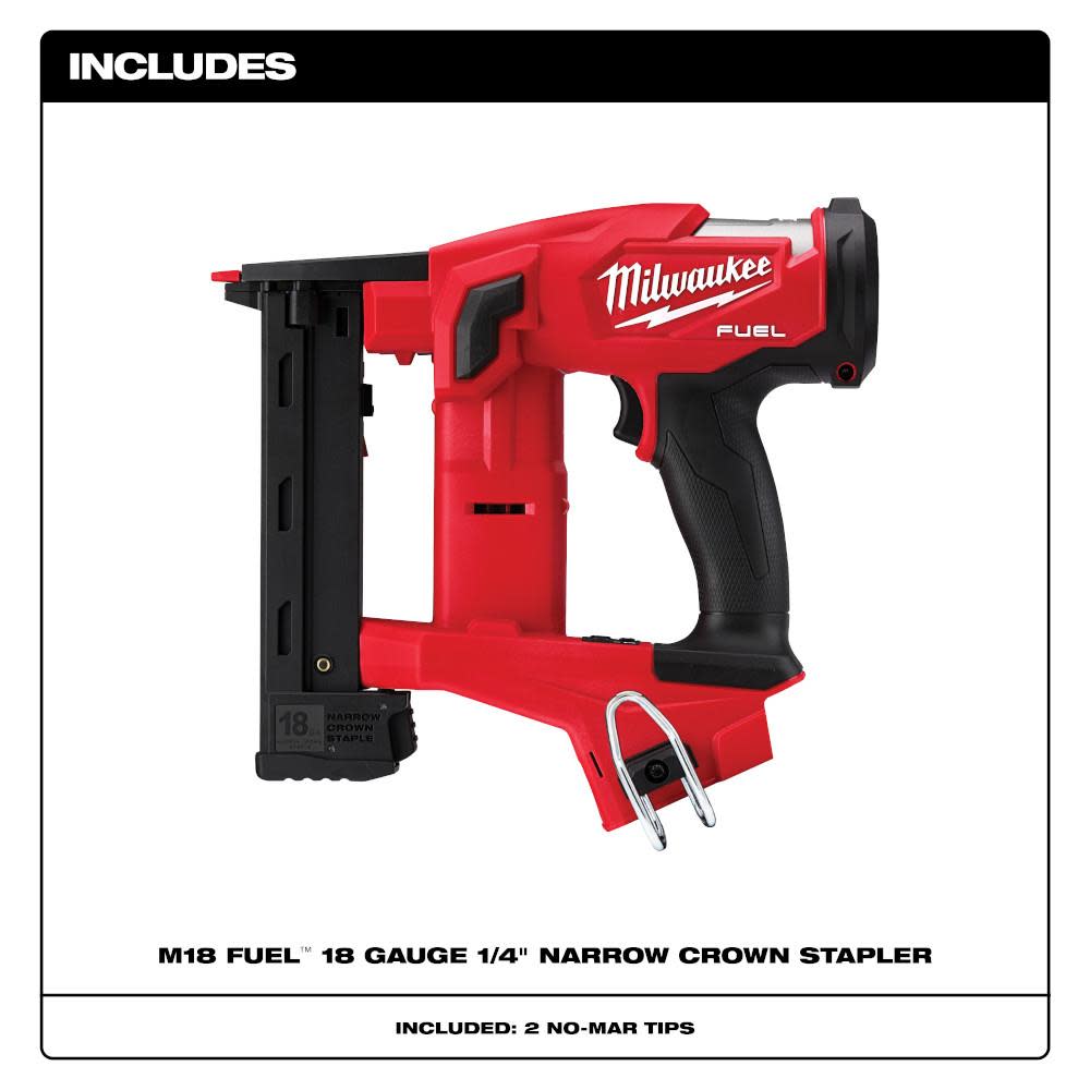Milwaukee M18 FUEL 18 Gauge 1/4 in. Narrow Crown Stapler (Bare Tool) - Ascmtools