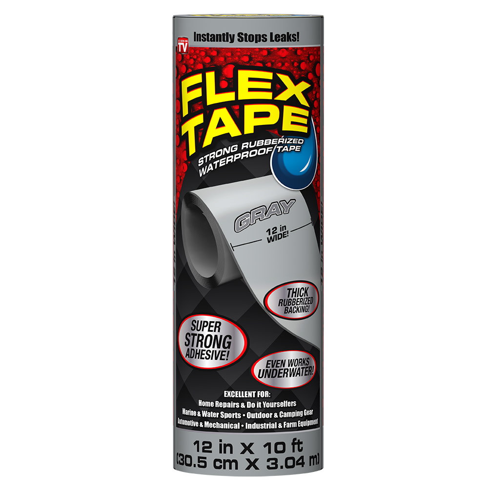 Flex Seal Flex Tape Rubberized Waterproof Tape 12 In. x 10 ft. – Gray - Ascmtools