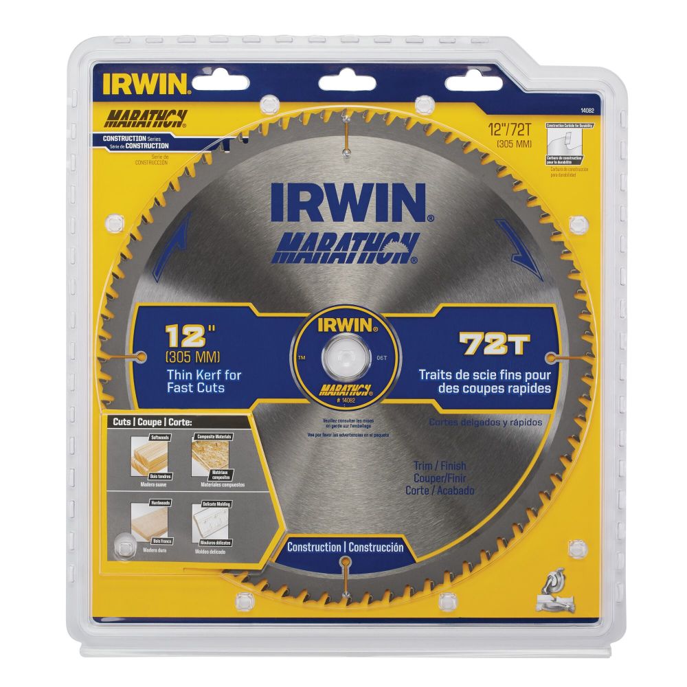 Irwin Marathon Carbide Table/Miter Circular Blade 12″ 72T - Ascmtools