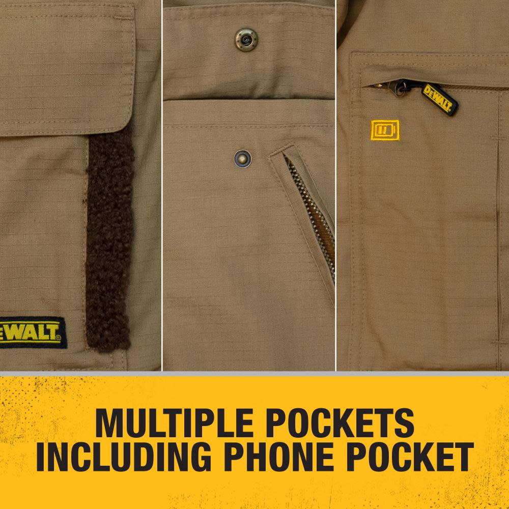 DEWALT Womens Rip Stop Canvas Heated Kit Jacket with Battery/Charger/Adapter XL - Ascmtools