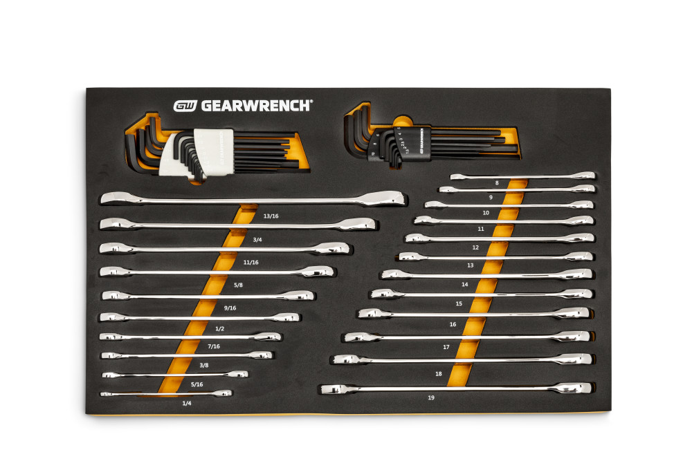 GEARWRENCH SAE/Metric Ratcheting Wrench and Hex Key Set 90T 44pc - Ascmtools
