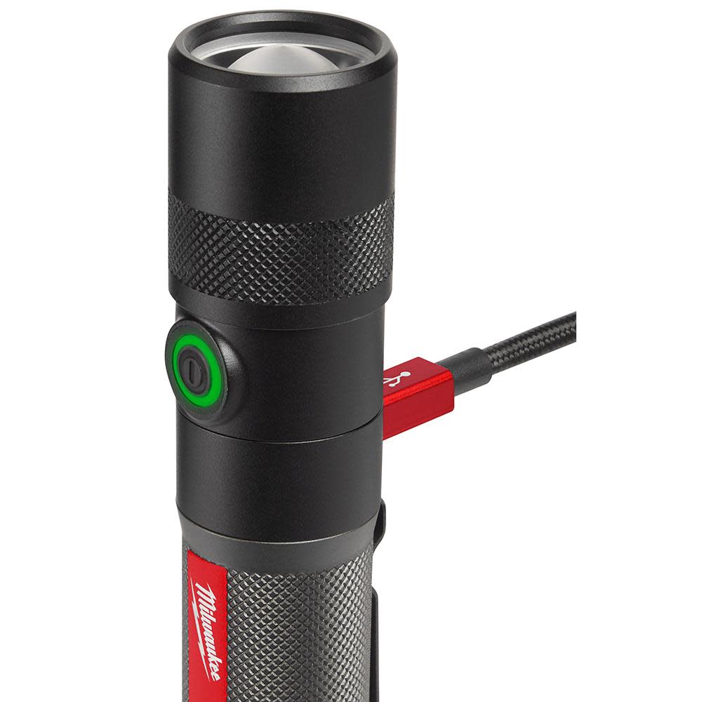 Milwaukee USB Rechargeable 1100L Twist Focus Flashlight - Ascmtools