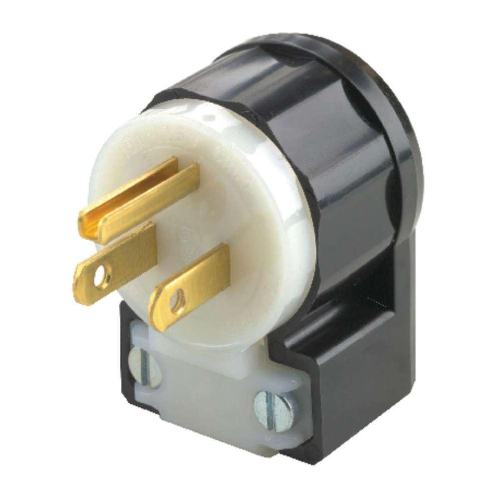 Leviton 15A 125V 2 Pole 3 Wire Black & White Straight Blade Plug - Ascmtools