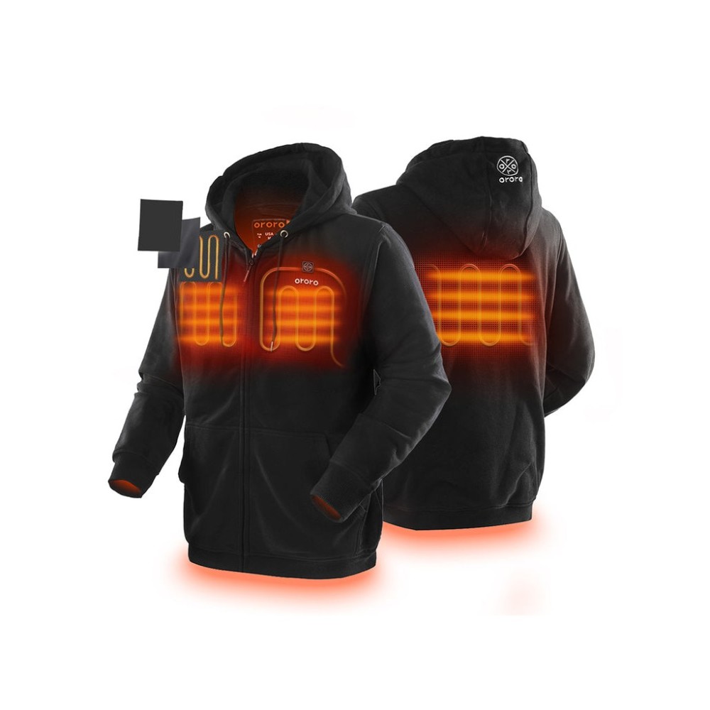 ORORO Unisex Black Heated Fleece Hoodie Kit 3X - Ascmtools