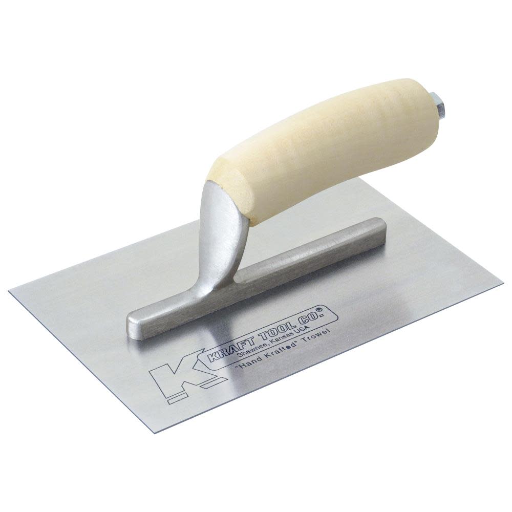 Kraft Tool Co 8 In. x 3 In. Carbon Steel Midget Trowel with Wood Handle - Ascmtools