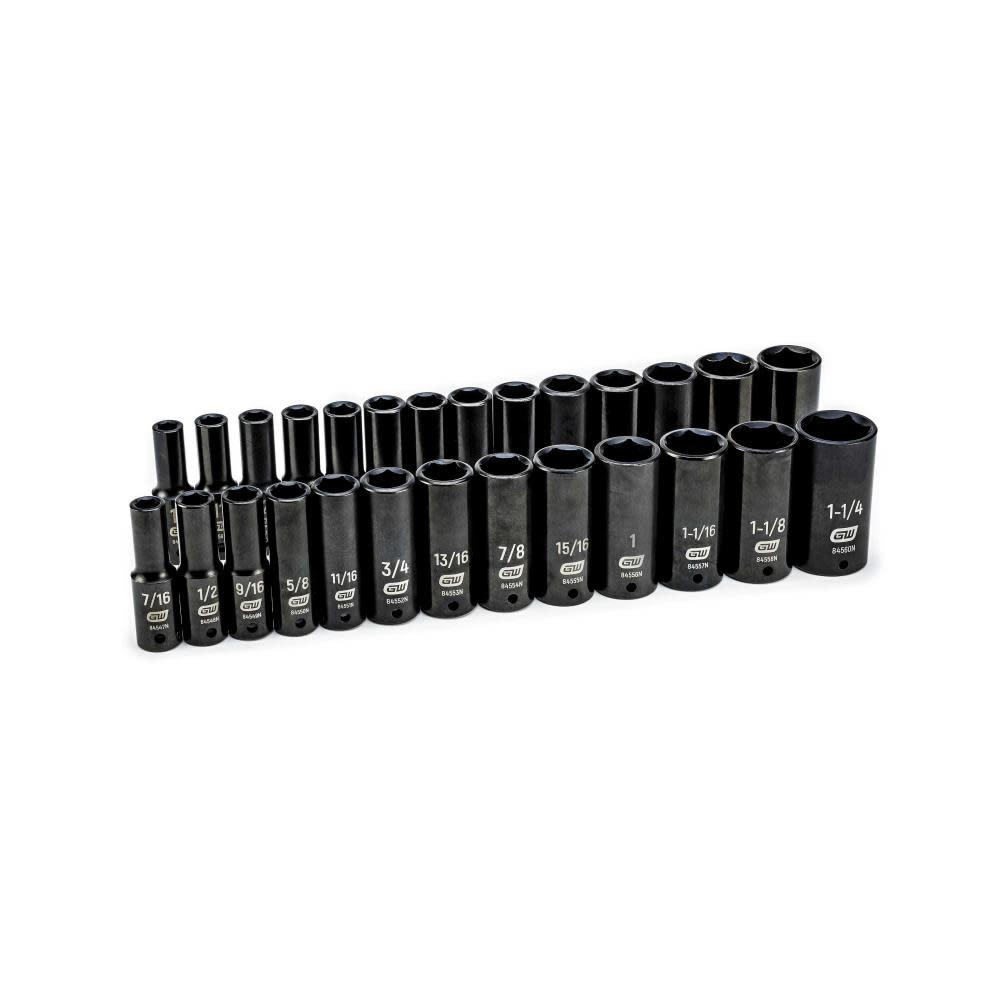 GEARWRENCH 27 Pc.1/2″ Drive 6 Point Deep Impact SAE/Metric Socket Set - Ascmtools