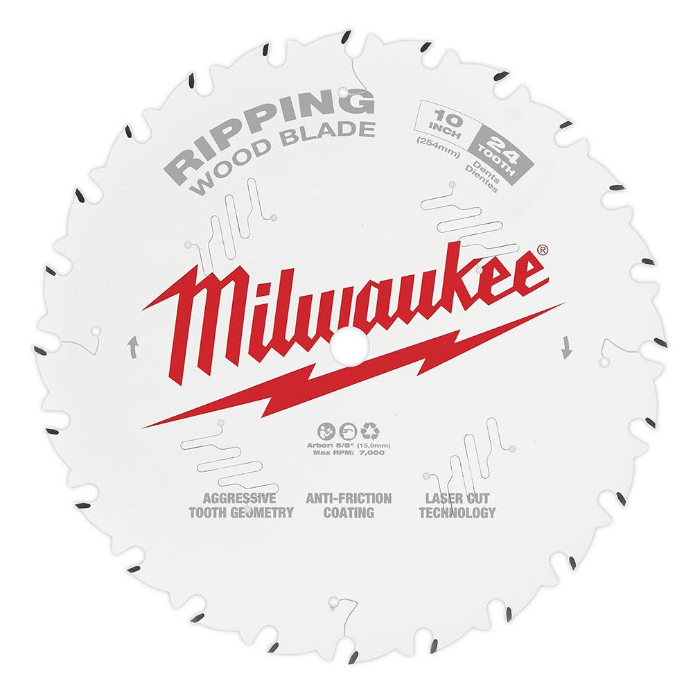 Milwaukee 10 in. 24T Ripping Circular Saw Blade - Ascmtools