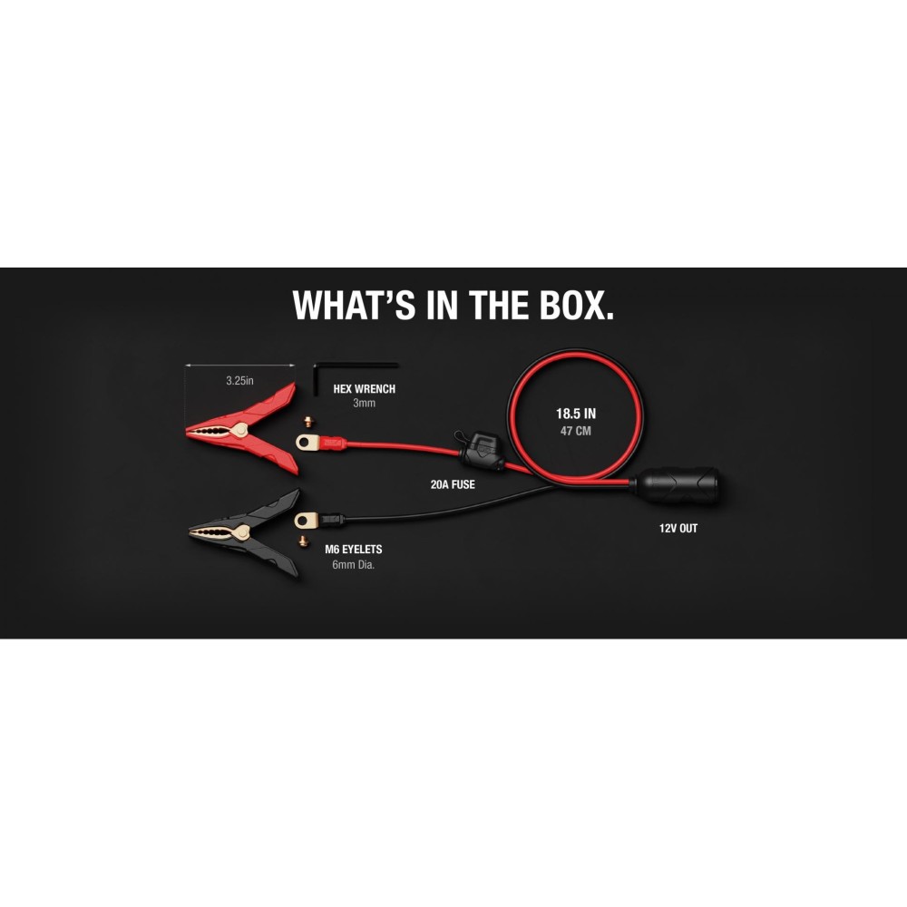 Noco 12V 15A Adapter Plug with Battery Clamps - Ascmtools