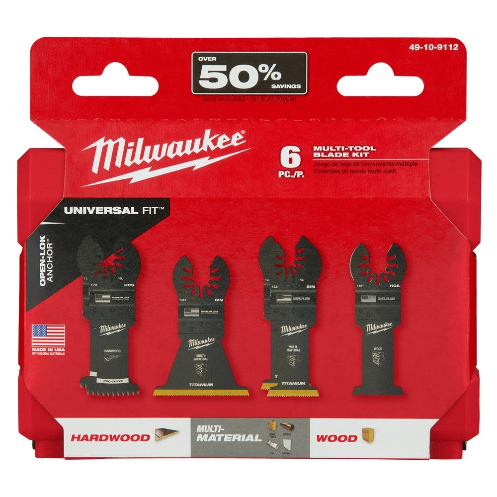 Milwaukee OPEN-LOK 6PC MULTI-TOOL BLADE KIT - Ascmtools