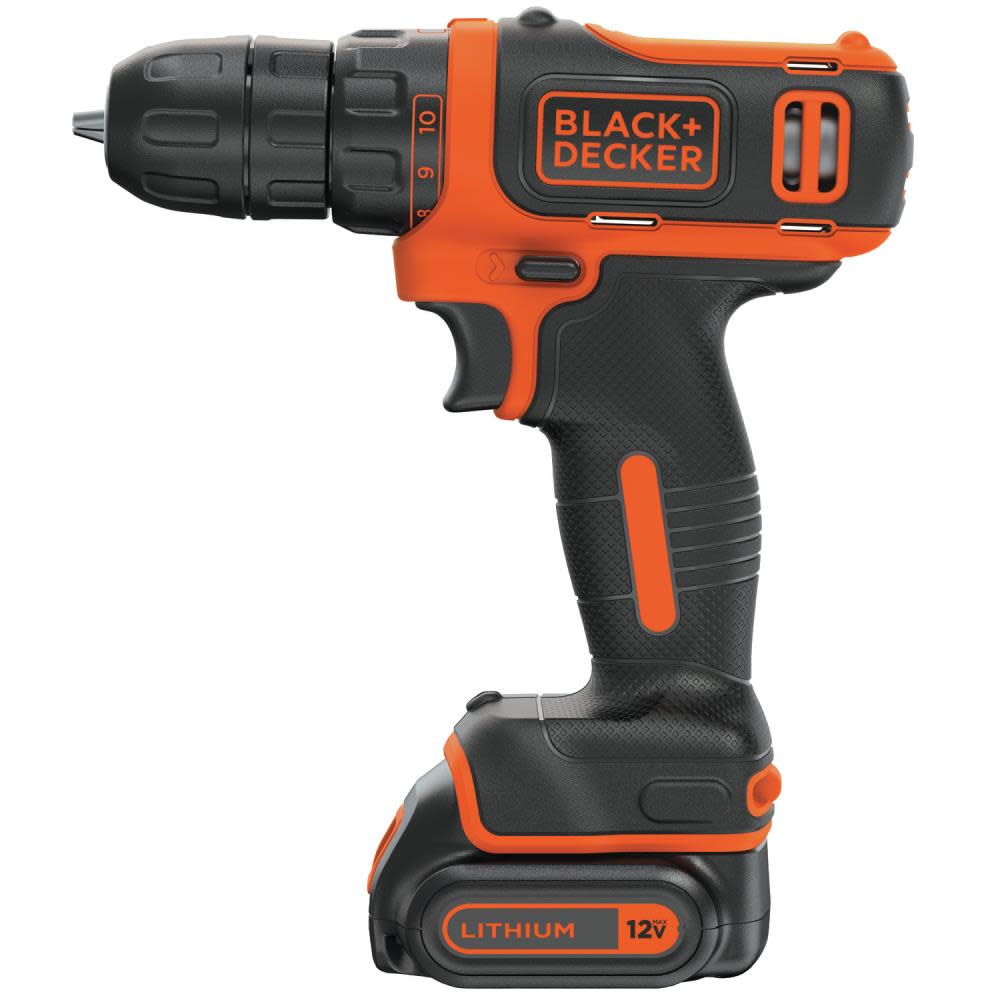 Black and Decker 12V MAX Li-Ion Cordless Drill Kit - Ascmtools