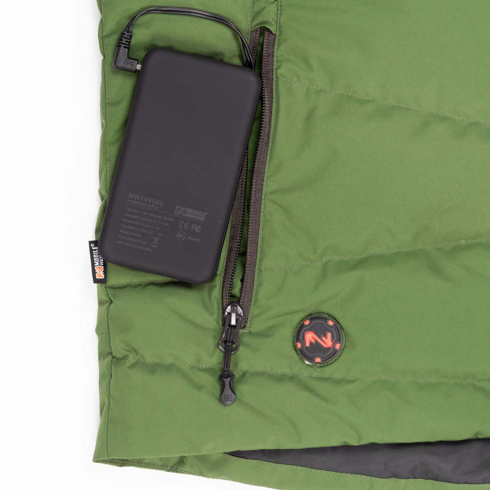 Mobile Warming 7.4V Crest Heated Down Vest Mens Green 2X - Ascmtools