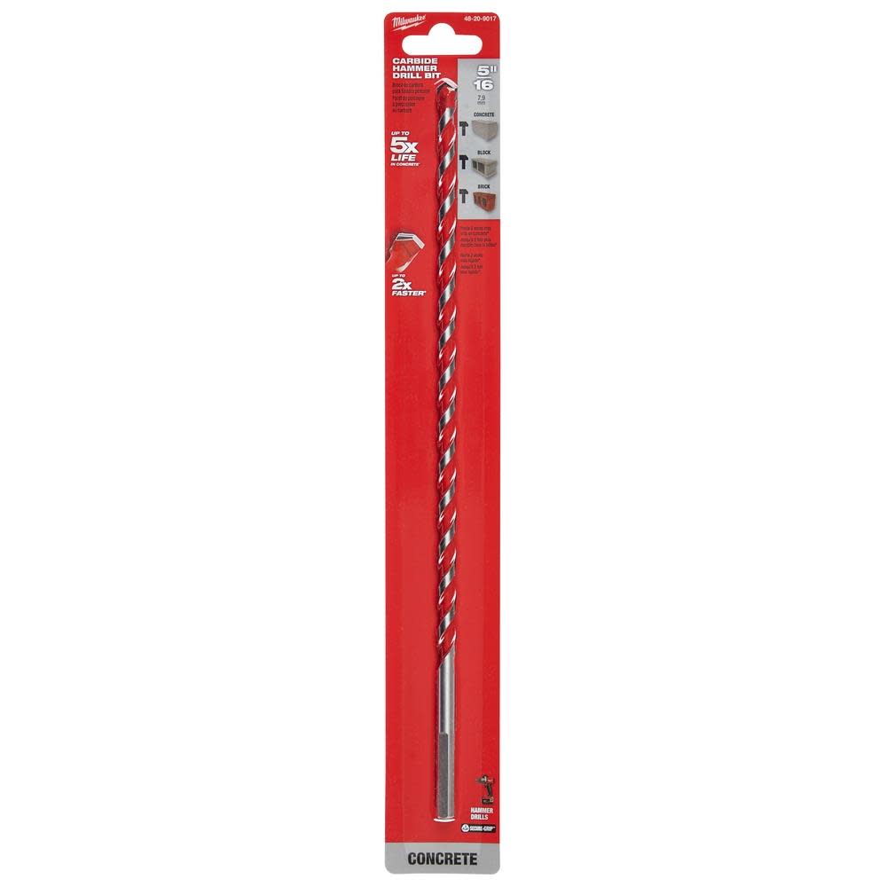 Milwaukee SHOCKWAVE Carbide Hammer Drill Bit 5/16″x10″x12″ - Ascmtools