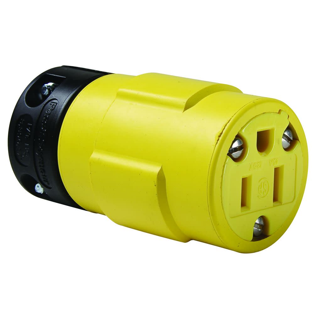 Waldom Electronics 125V 15A 2P 3 Wire NEMA 5-15 Yellow Straight Blade Female Plug - Ascmtools