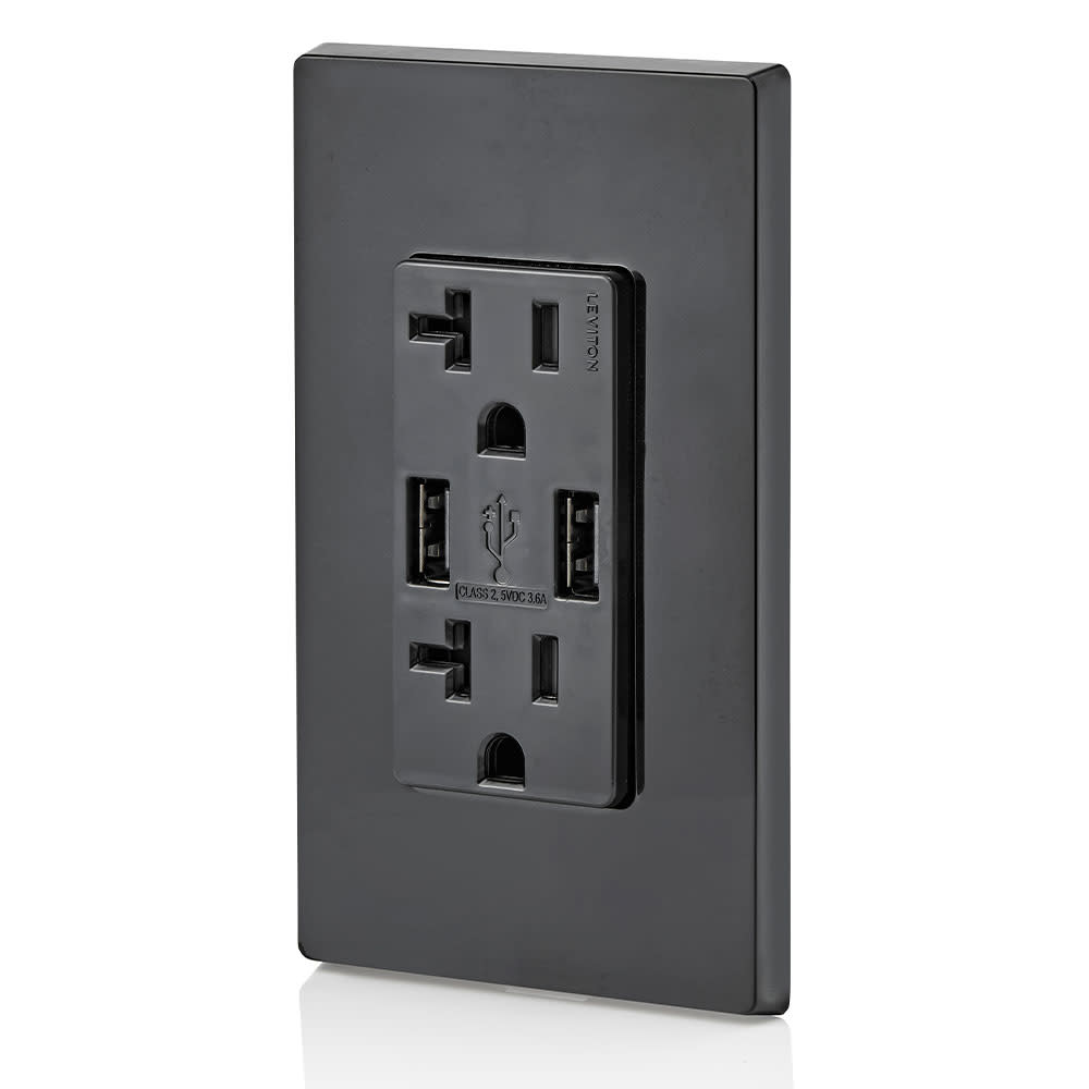 Leviton 20A 125V Black Combination Duplex Receptacle/Outlet - Ascmtools