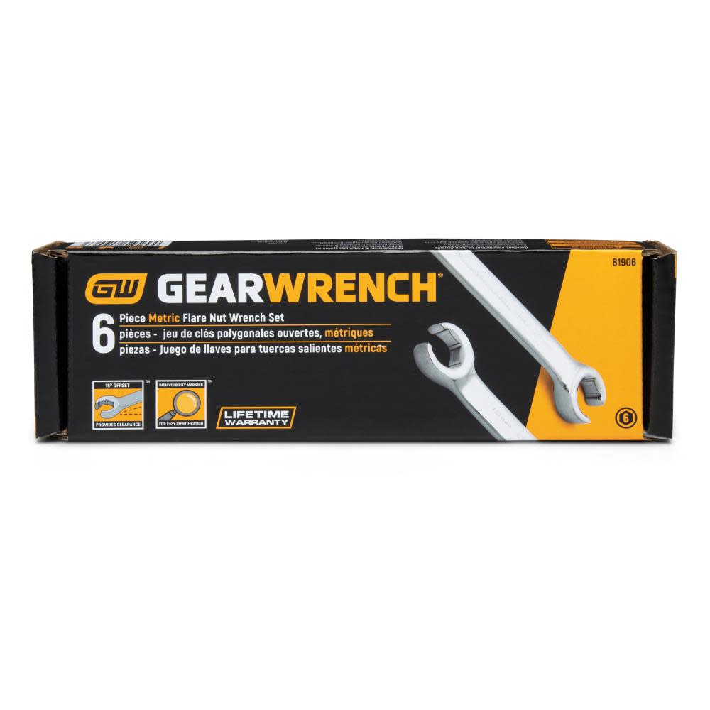 GEARWRENCH Flare Nut Wrench Set 6 Pc. Metric - Ascmtools