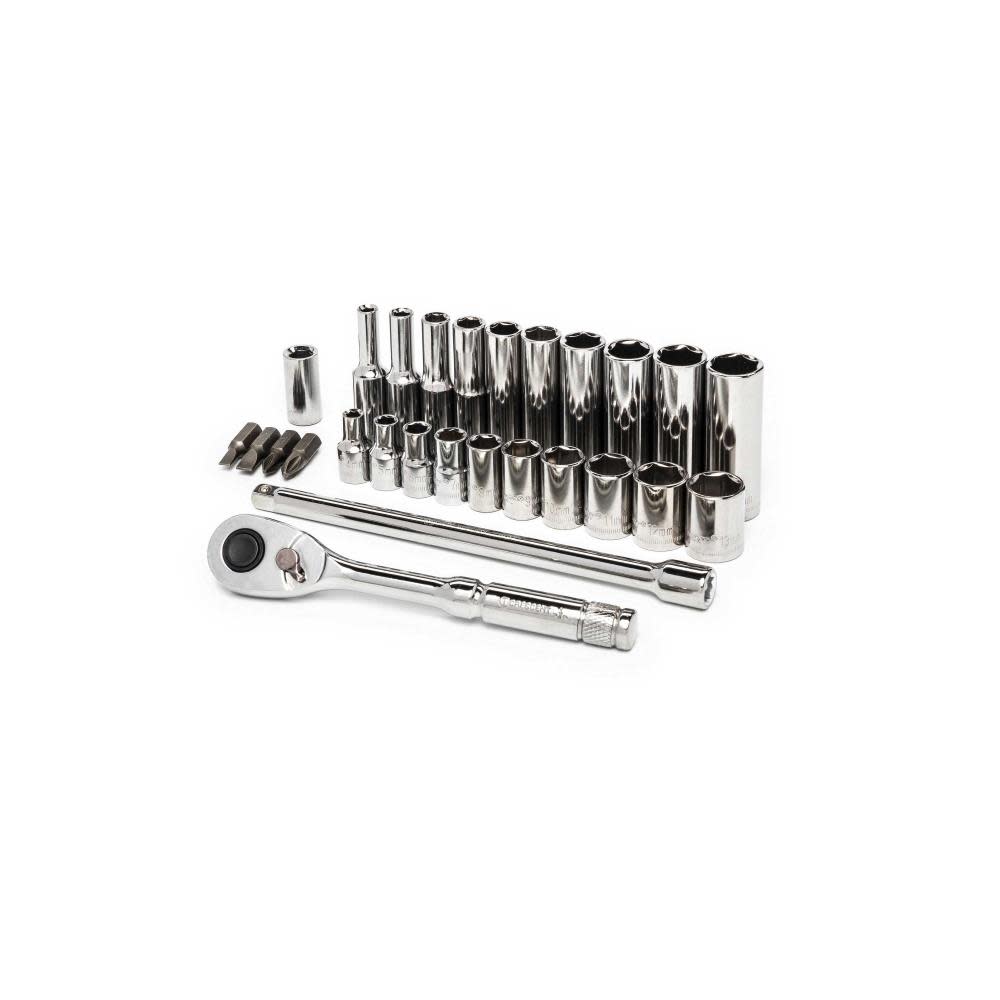 Crescent 27 Pc 1/4″ Drive 6 Point Standard & Deep Metric Mechanics Tool Set - Ascmtools
