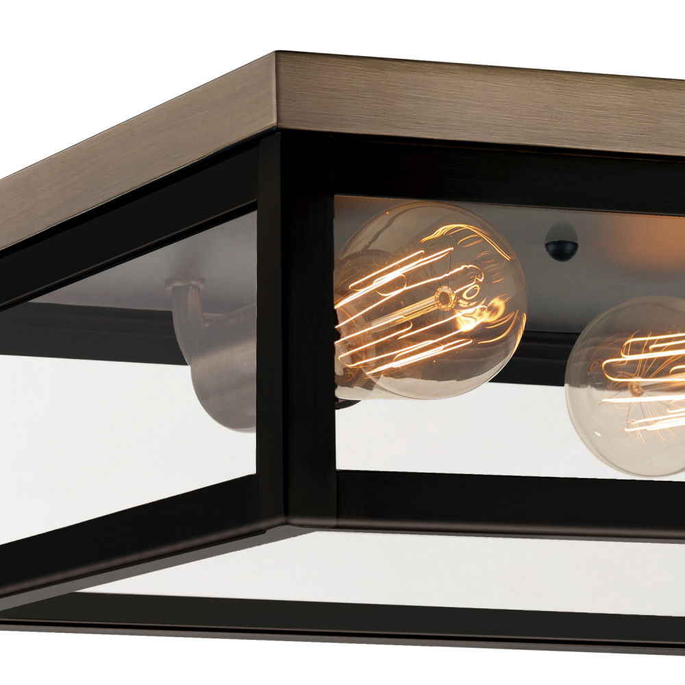 Globe Electric Verona Flush Mount Light Panes 2 Light Dark Bronze - Ascmtools