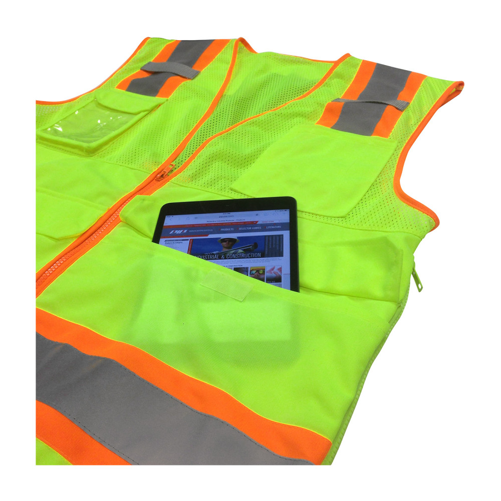 Protective Industrial Products Surveyors Tech Vest Hi-Vis Yellow Two-Tone Ten Pocket Large - Ascmtools
