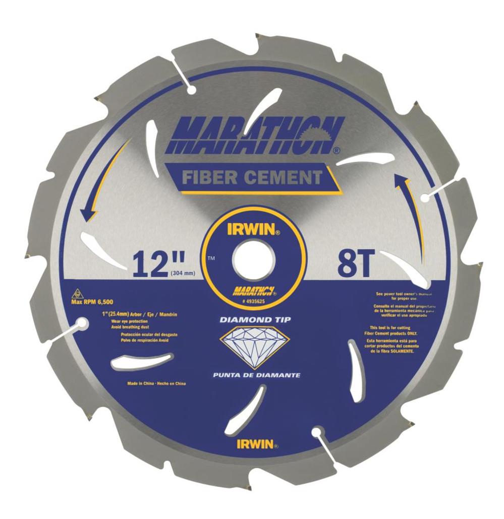 Irwin 12″ 8T Marathon PCD Fiber Cement Blade - Ascmtools