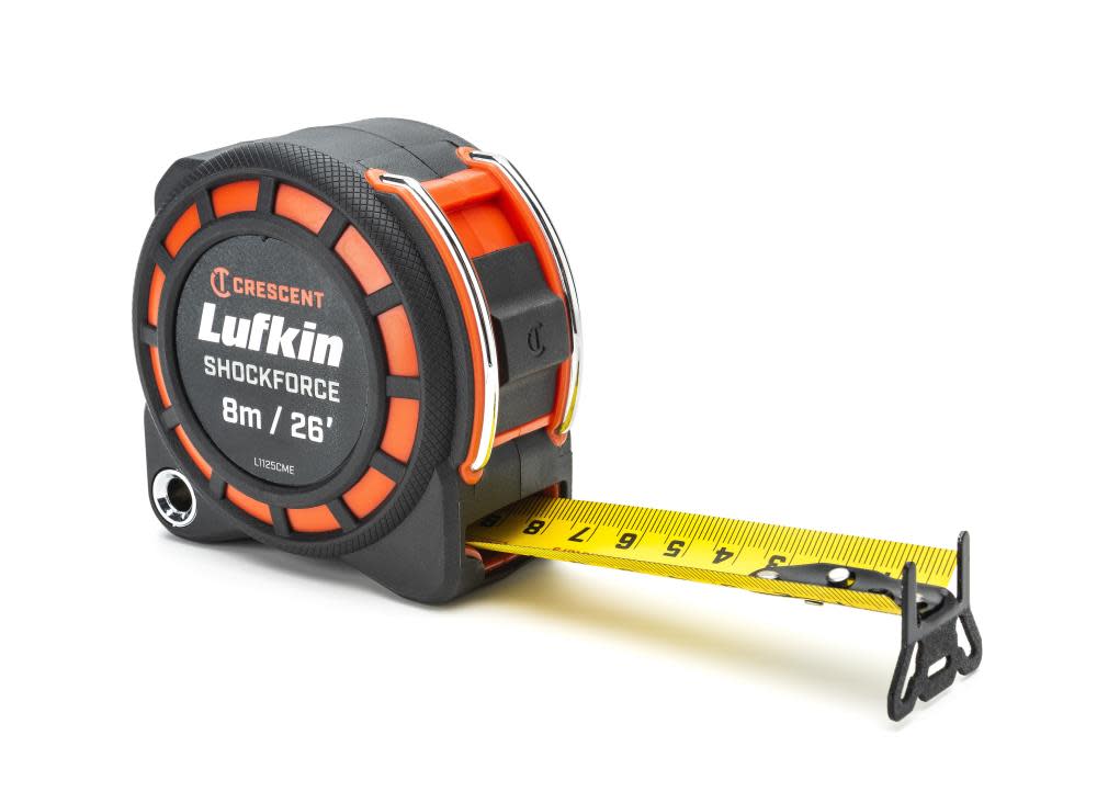 Crescent Lufkin 1-3/16 x 8 m/ 26 Ft. Shockforce Dual Sided Tape Measure - Ascmtools
