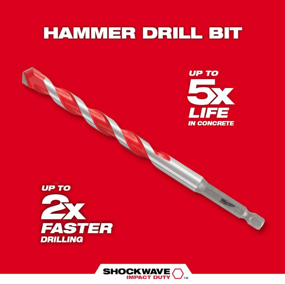 Milwaukee 3 pc SHOCKWAVE Carbide Hammer Drill Bit Kit - Ascmtools