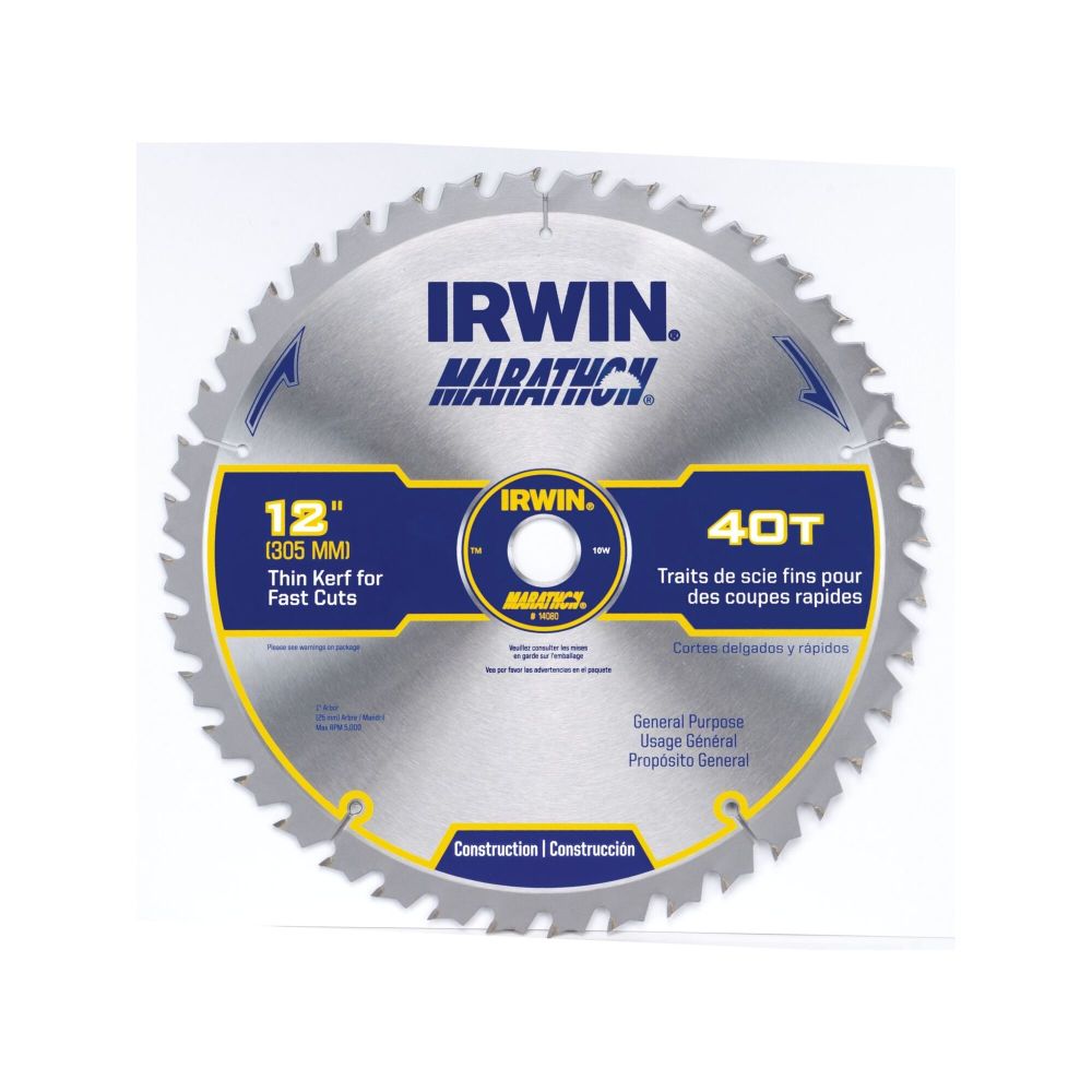 Irwin Marathon Carbide Table/Miter Circular Blade 12″ 40T - Ascmtools