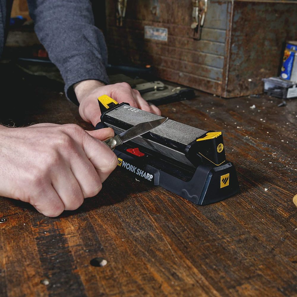 Work Sharp Angle Guided Benchstone Knife Sharpener with Tri-Brasive & Pivot - Ascmtools