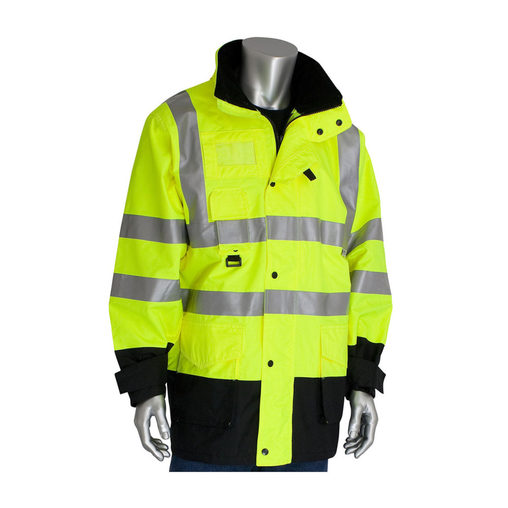 Protective Industrial Products 7-in-1 All Conditions Coat Class 3 Hi-Vis Yellow Medium - Ascmtools