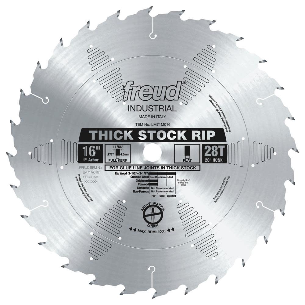 Freud 16 In. x 28T Thick Stock Rip Blade - Ascmtools