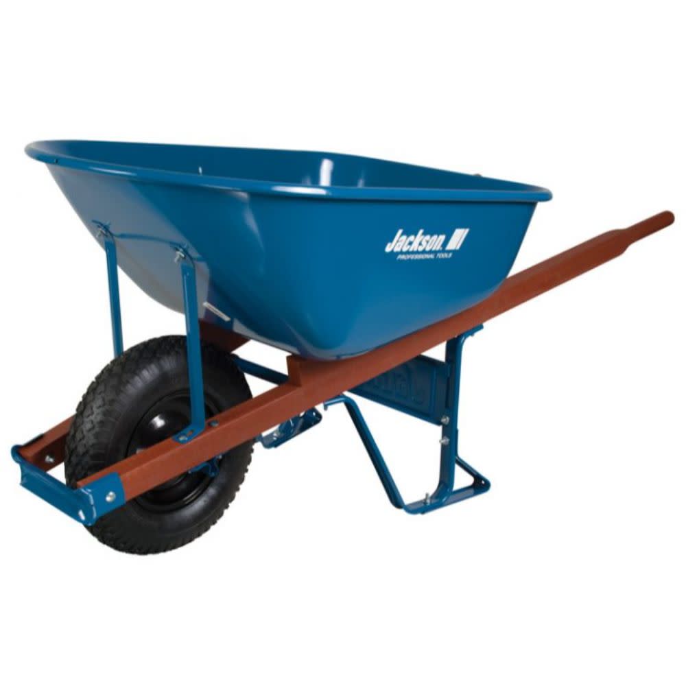 Jackson 6 cu. ft. Steel Contractor Wheelbarrow with Single Knobby Tire - Ascmtools