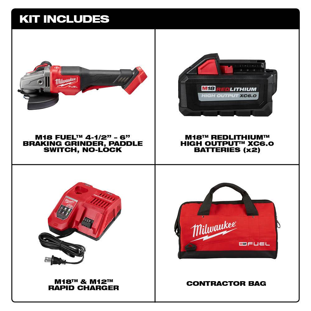 Milwaukee M18 FUEL 4 1/2″-6″ No Lock Braking Grinder with Paddle Switch Kit - Ascmtools