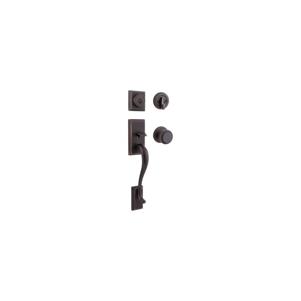 Kwikset Venetian Bronze Keyed One Side Hawthorne Handleset with Juno Knob - Ascmtools