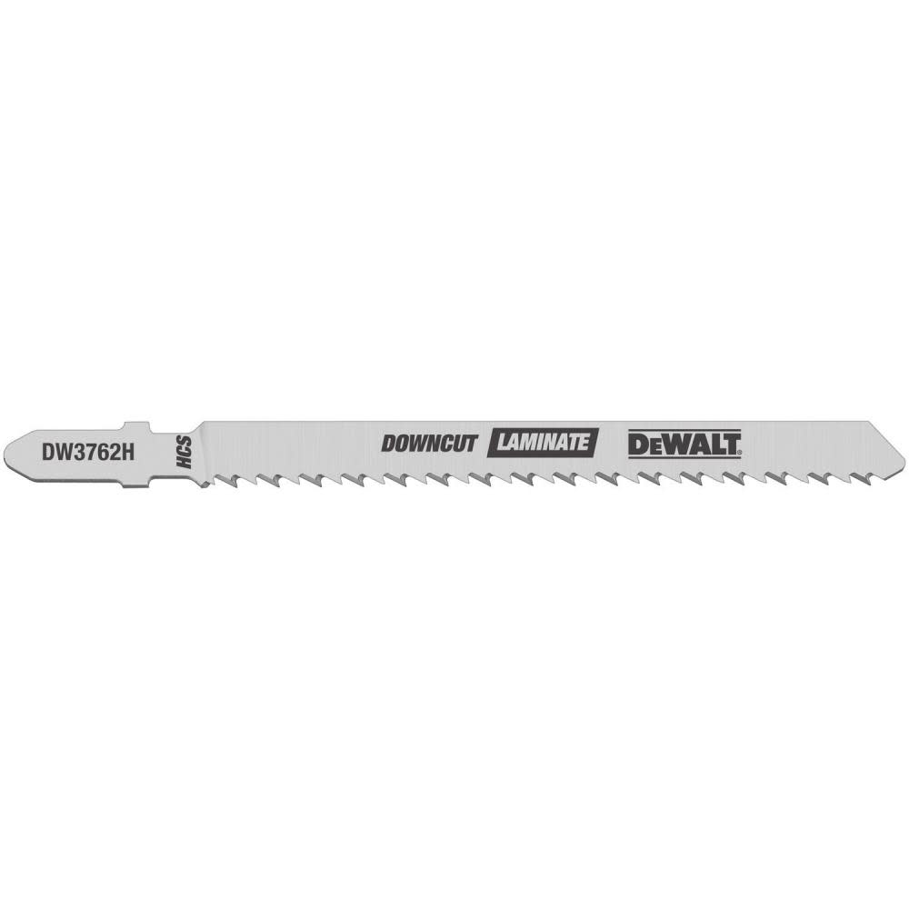 DEWALT 4″ 10 TPI T-shank Laminate Down Cutting Cobalt Alloy Steel Jig Saw Blade 5pk - Ascmtools