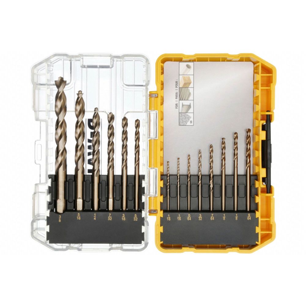 DEWALT Industrial Drill Bit Cobalt Alloy Steel Set with ToughCase+ System 14pc - Ascmtools