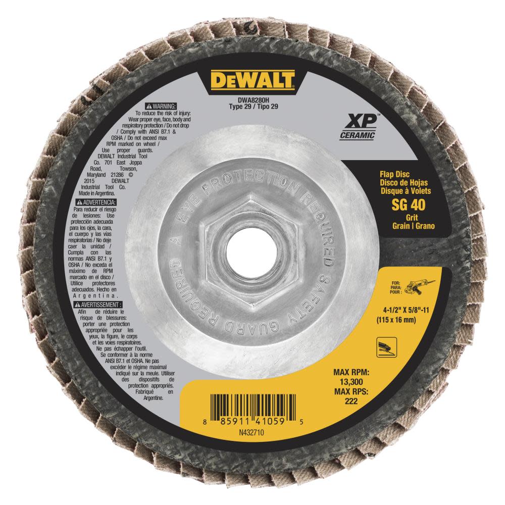 DEWALT 4 1/2″ X 5/8″ 11 SG40 T29 Ceramic Flap Disc - Ascmtools